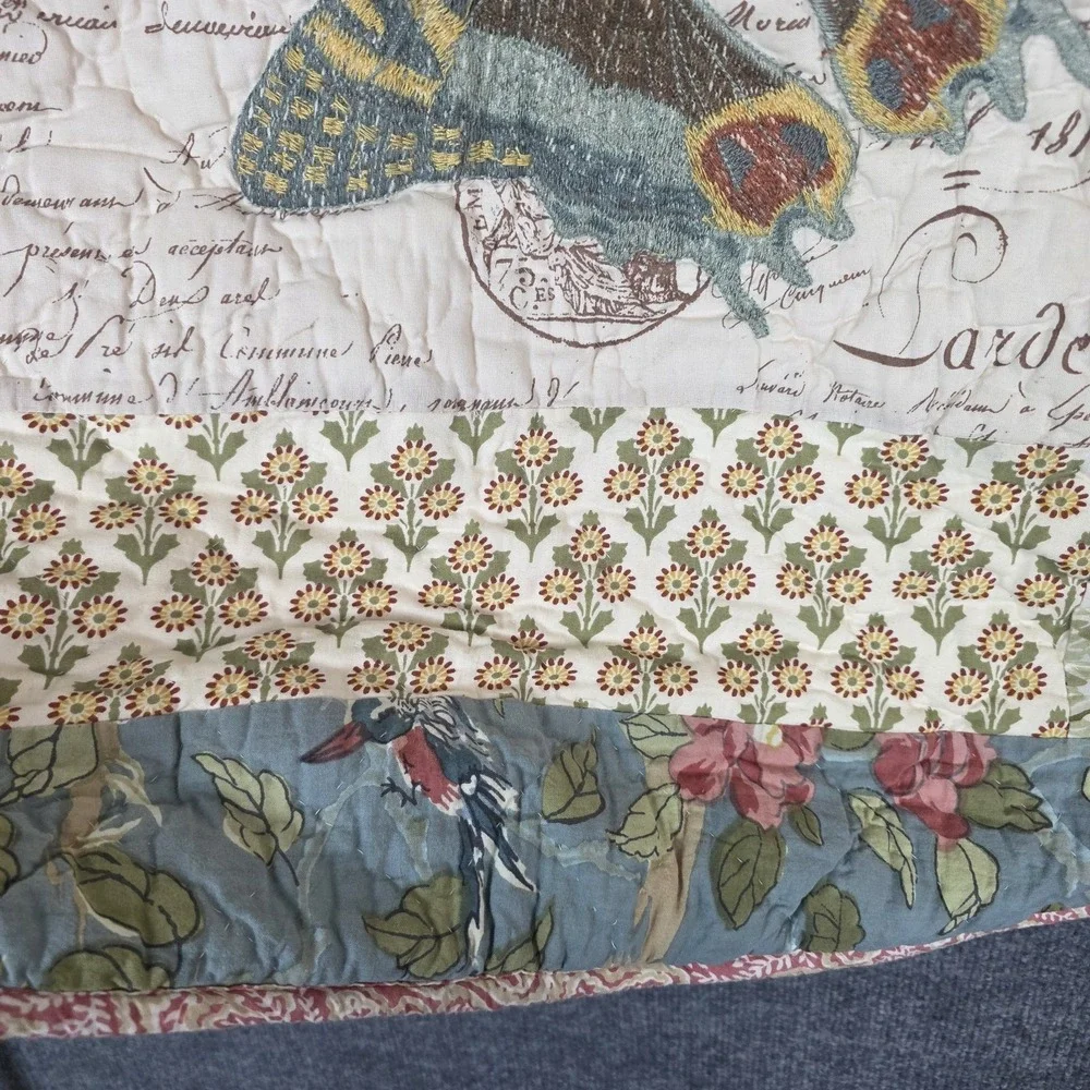 Pottery Barn Poppy Butterfly Embroidered Euro Sham 26